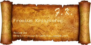 Fronius Krisztofer névjegykártya